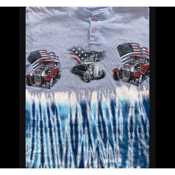 American Hot Rods Henley Tie-Dye Tee - Picture 3 of 4